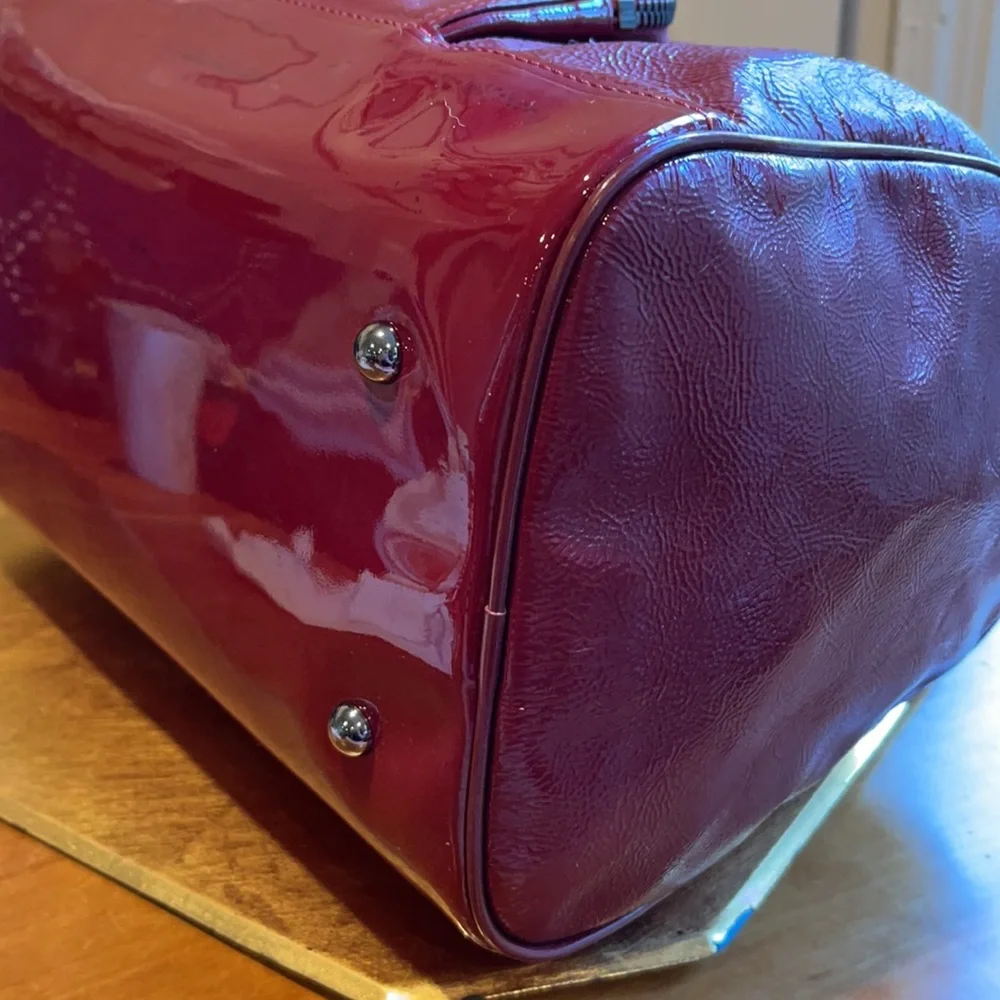 Longchamp Legende Top Handle Boston Bag Satchel in Red Verni Patent Leather